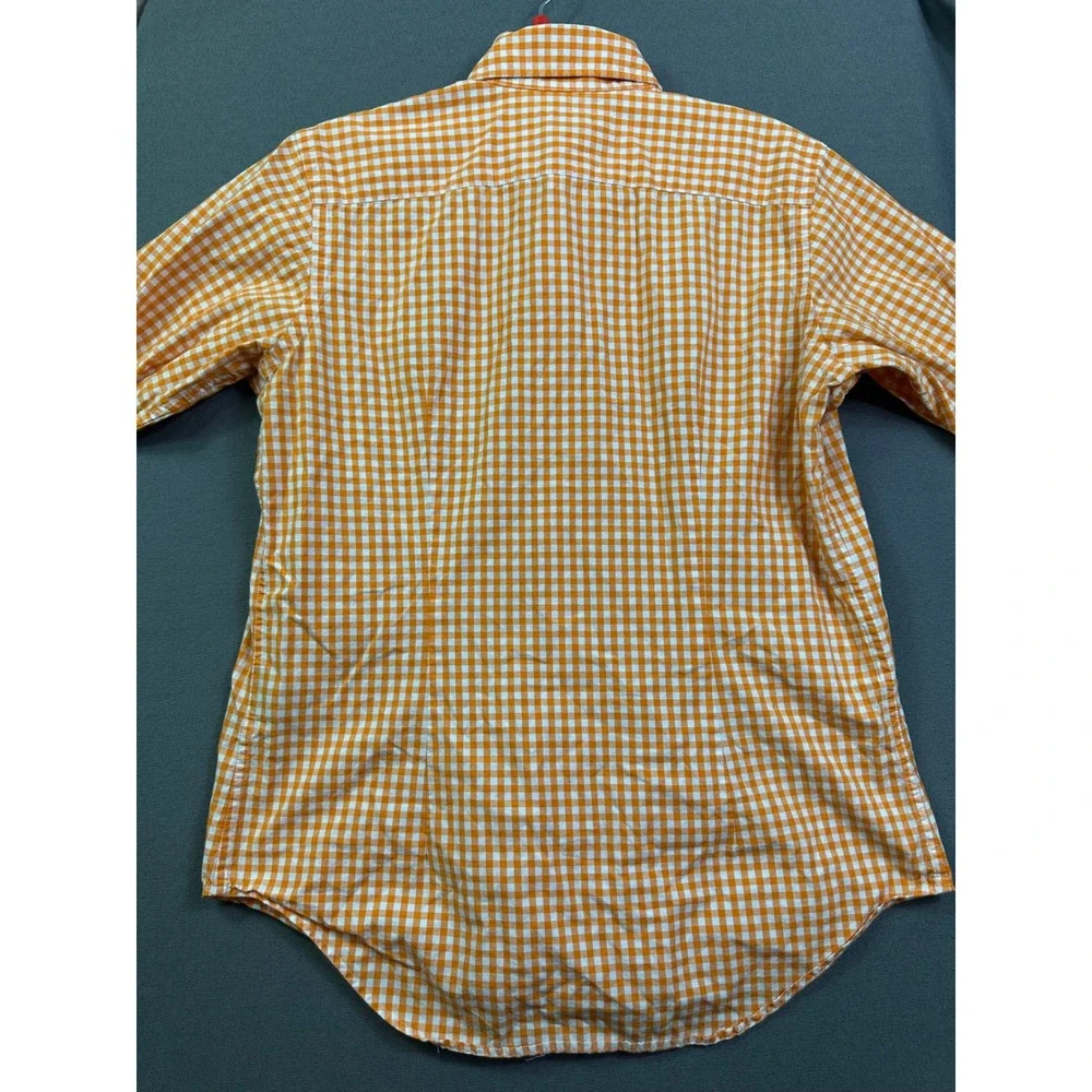 Ralph Lauren Sport Kids Orange Gingham Button Down Shirt Long Sleeve Size 6
